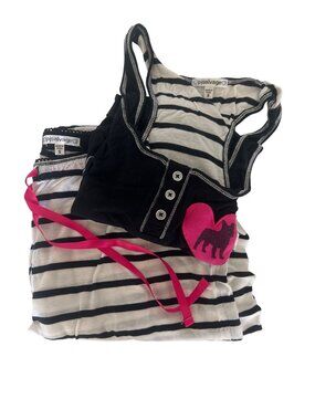 PJ Salvage Black & White Striped Frenchie Pajama Set